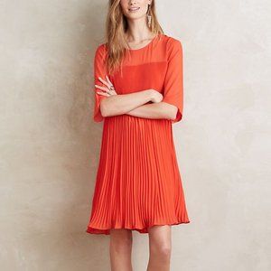 Anthropologie Maeve Edie Red Pleated Swing Dress